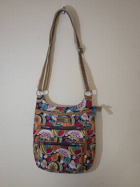 Lily Bloom Ivy Mid Crossbody Colorful Fruit Theme with Zippers